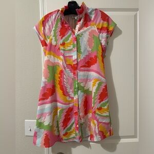 CROSBY Pink and Yellow Button up dress XS